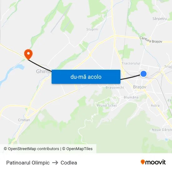 Harta de Patinoarul Olimpic către Codlea