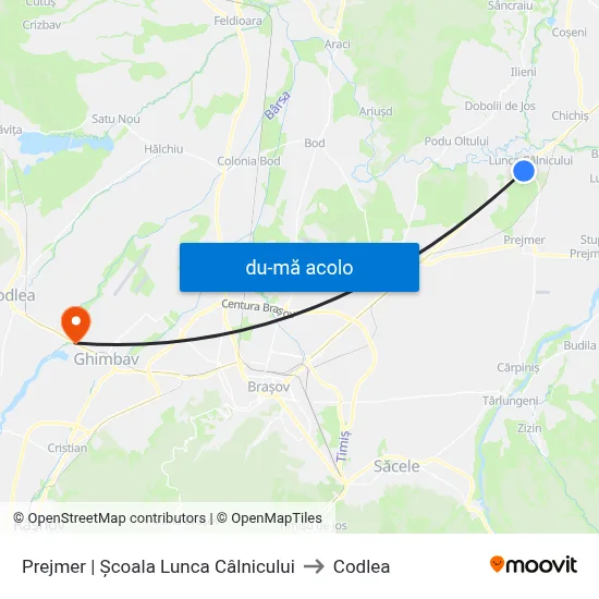 Harta de Prejmer | Școala Lunca Câlnicului către Codlea