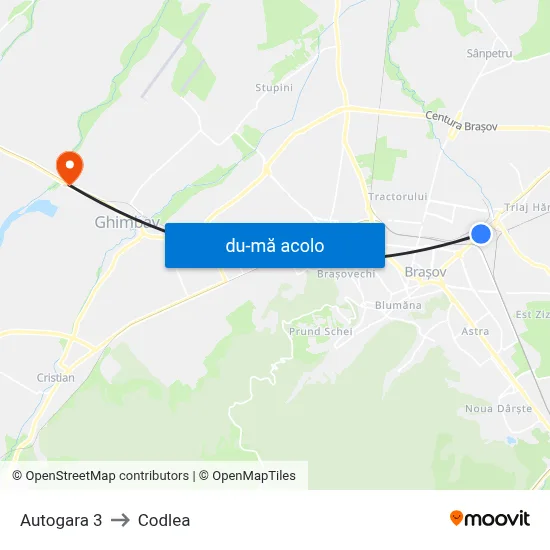 Harta de Autogara 3 către Codlea