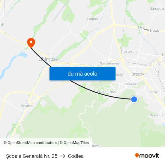 Harta de Școala Generală Nr. 25 către Codlea