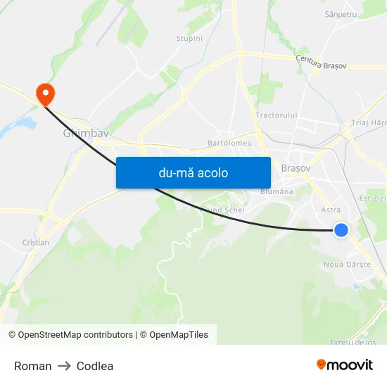 Harta de Roman către Codlea