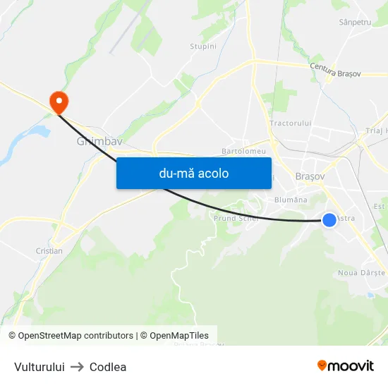 Harta de Vulturului către Codlea