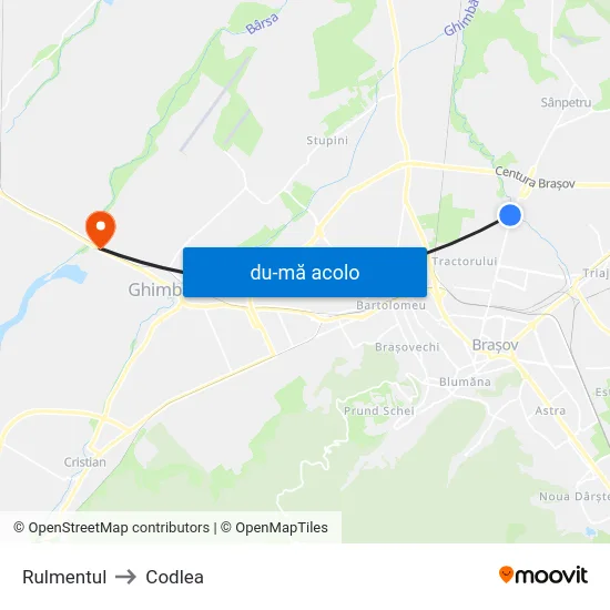 Harta de Rulmentul către Codlea