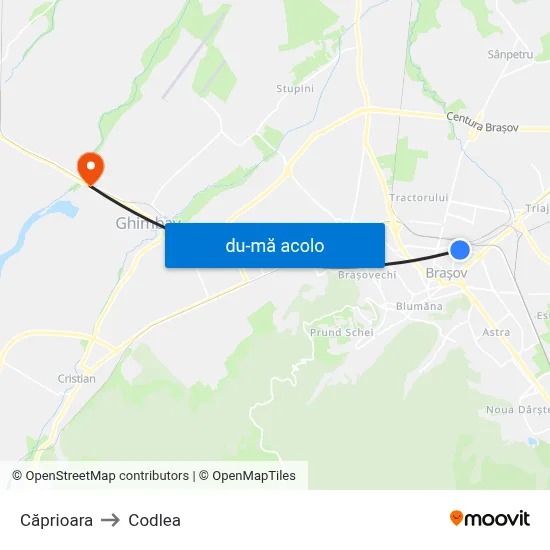 Harta de Căprioara către Codlea