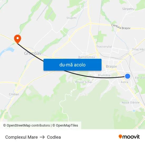 Harta de Complexul Mare către Codlea