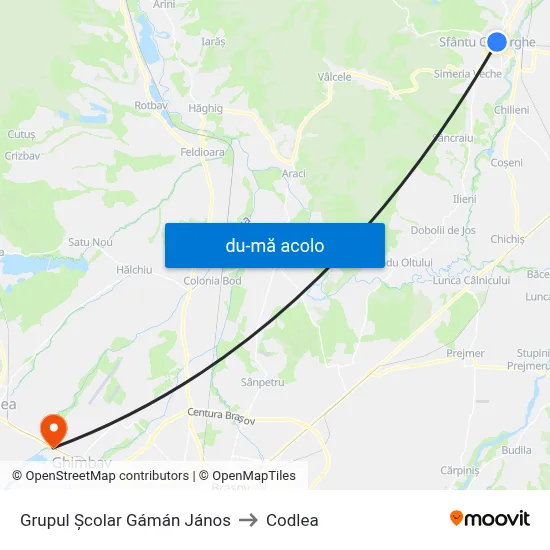 Harta de Grupul Şcolar Gámán János către Codlea