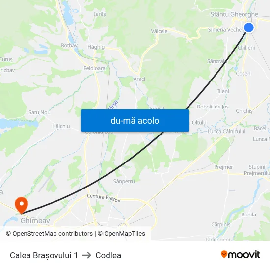 Harta de Calea Brașovului 1 către Codlea