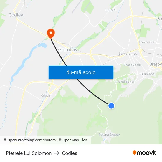 Harta de Pietrele Lui Solomon către Codlea