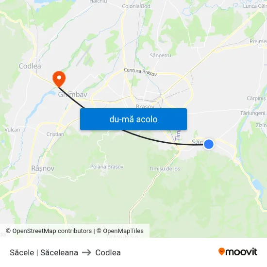 Harta de Săcele | Săceleana către Codlea