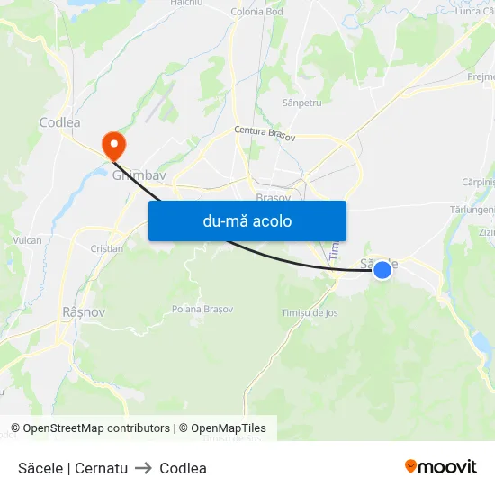 Harta de Săcele | Cernatu către Codlea