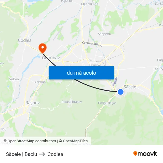 Harta de Săcele | Baciu către Codlea