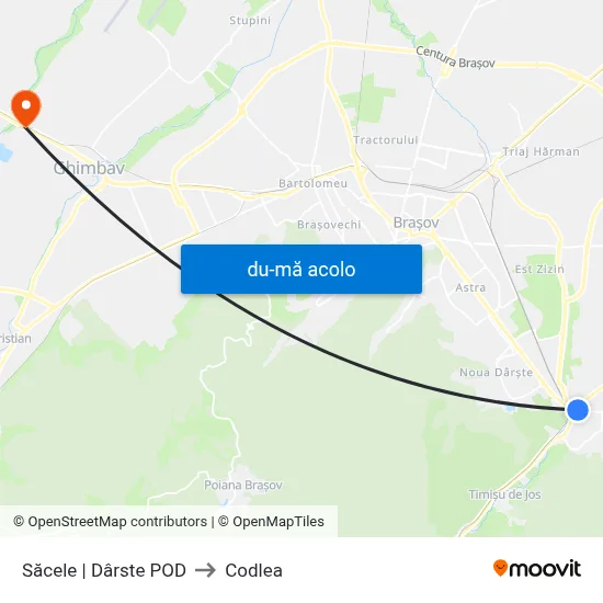 Harta de Săcele | Dârste POD către Codlea