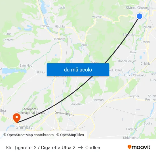 Harta de Str. Țigaretei 2 / Cigaretta Utca 2 către Codlea