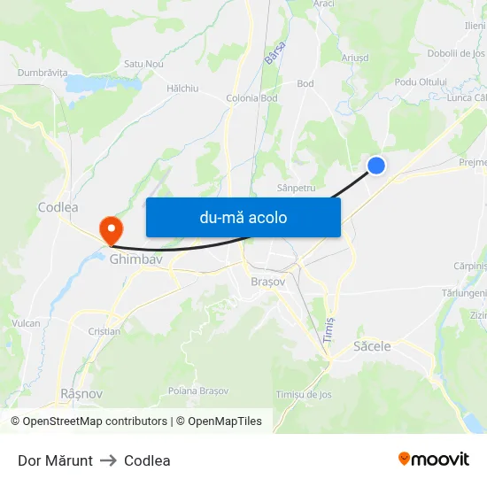 Harta de Dor Mărunt către Codlea