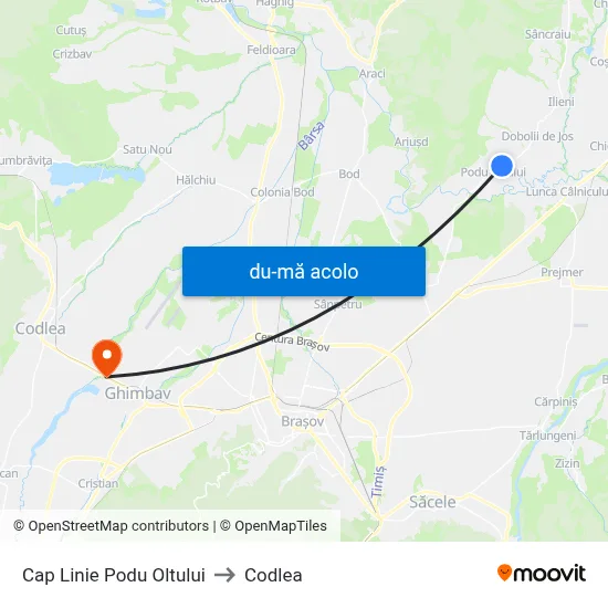 Harta de Cap Linie Podu Oltului către Codlea
