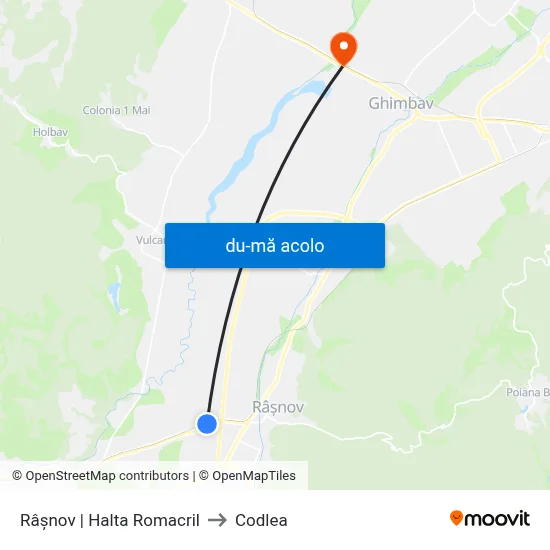 Harta de Râșnov | Halta Romacril către Codlea