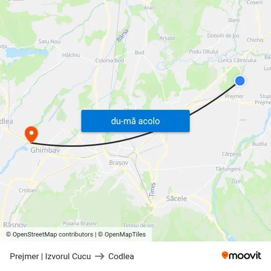 Harta de Prejmer | Izvorul Cucu către Codlea