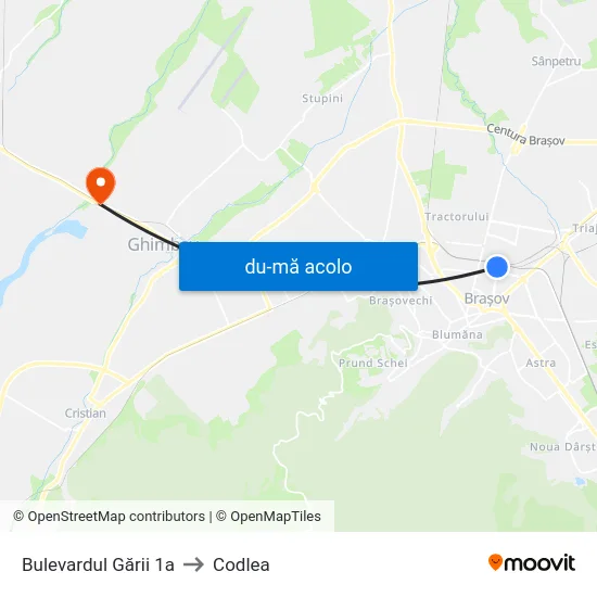 Harta de Bulevardul Gării 1a către Codlea
