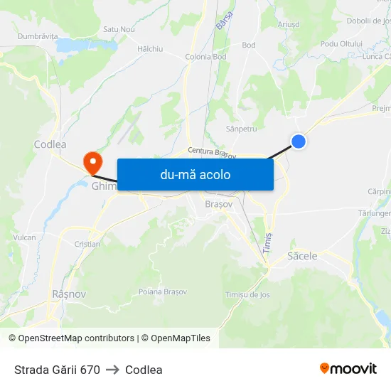 Harta de Strada Gării 670 către Codlea