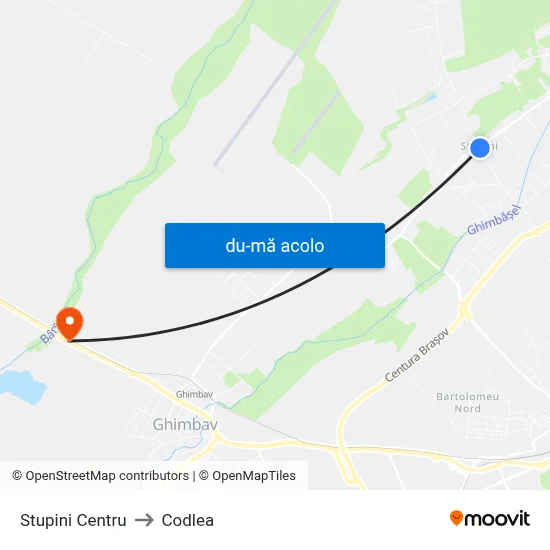 Harta de Stupini Centru către Codlea