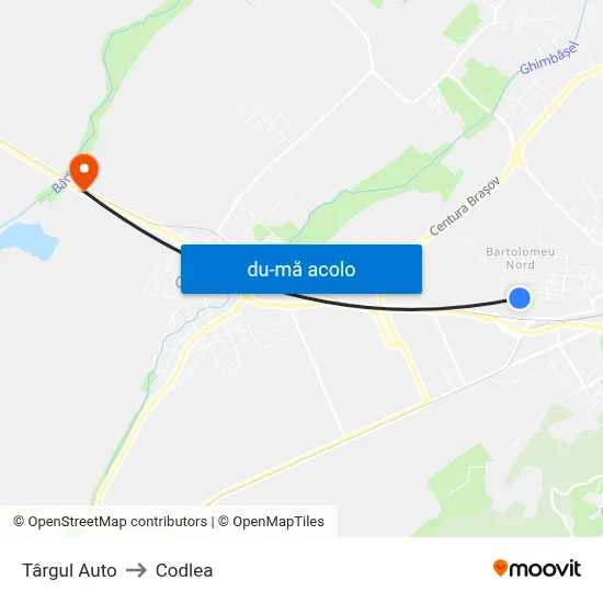 Harta de Târgul Auto către Codlea