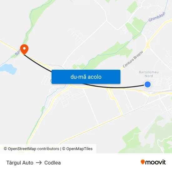 Harta de Târgul Auto către Codlea