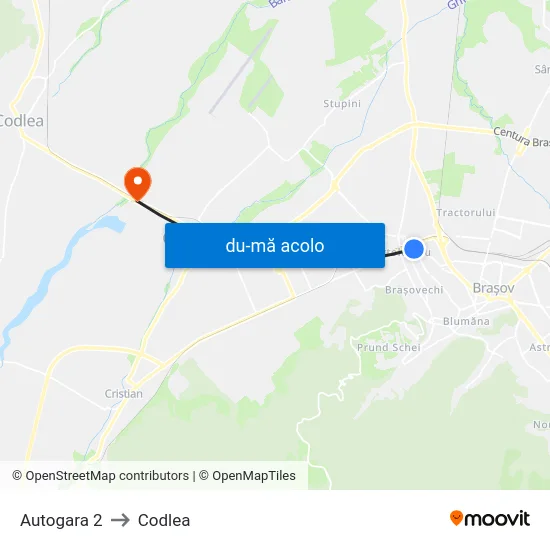 Harta de Autogara 2 către Codlea