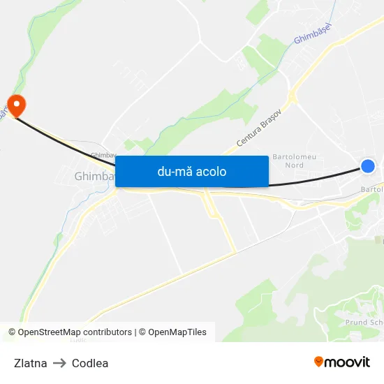 Harta de Zlatna către Codlea