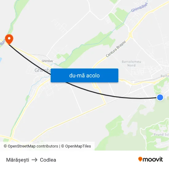 Harta de Mărășești către Codlea