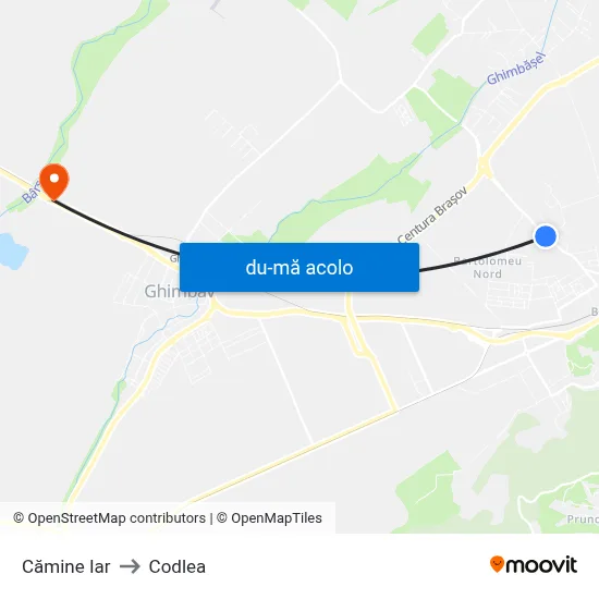 Harta de Cămine Iar către Codlea