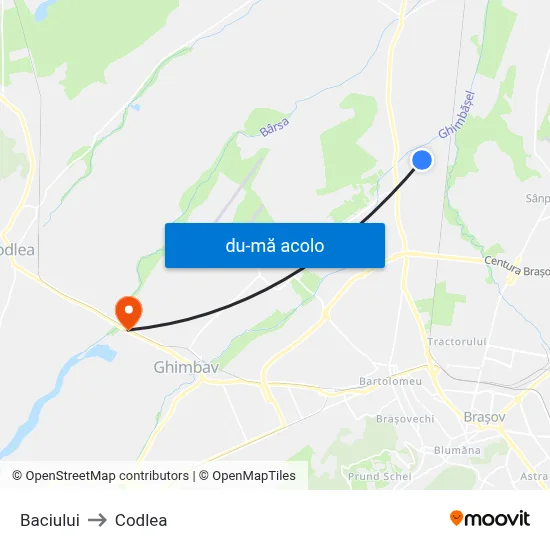 Harta de Baciului către Codlea