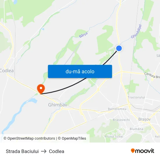 Harta de Strada Baciului către Codlea