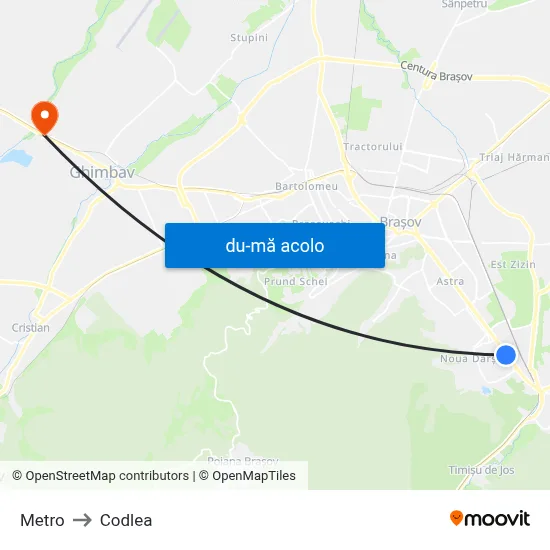 Harta de Metro către Codlea
