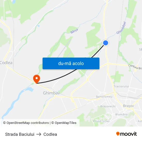 Harta de Strada Baciului către Codlea