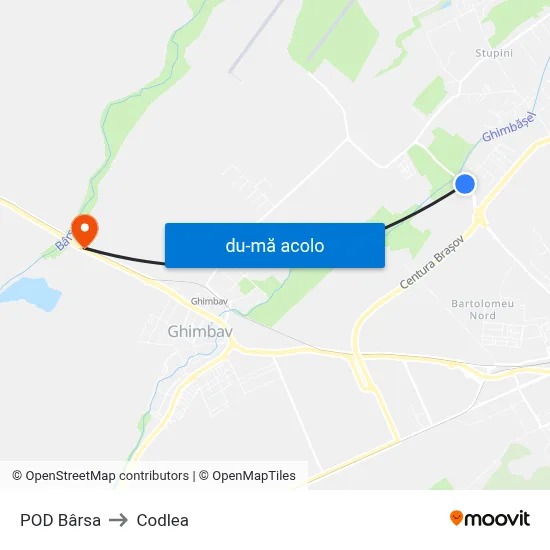 Harta de POD Bârsa către Codlea