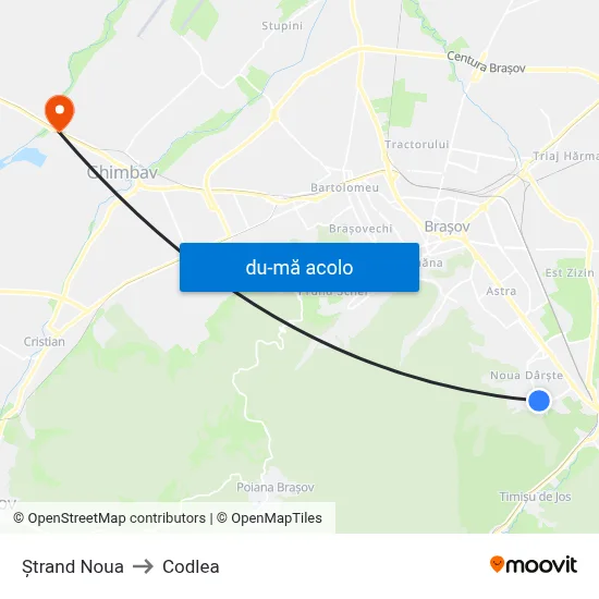 Harta de Ștrand Noua către Codlea