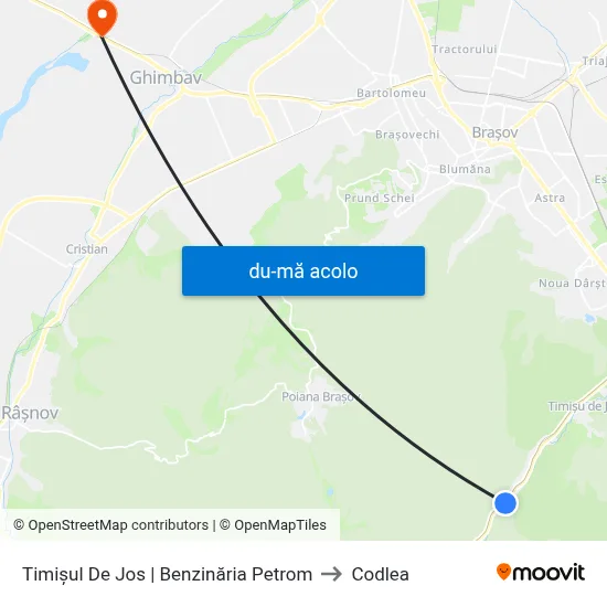 Harta de Timișul De Jos | Benzinăria Petrom către Codlea