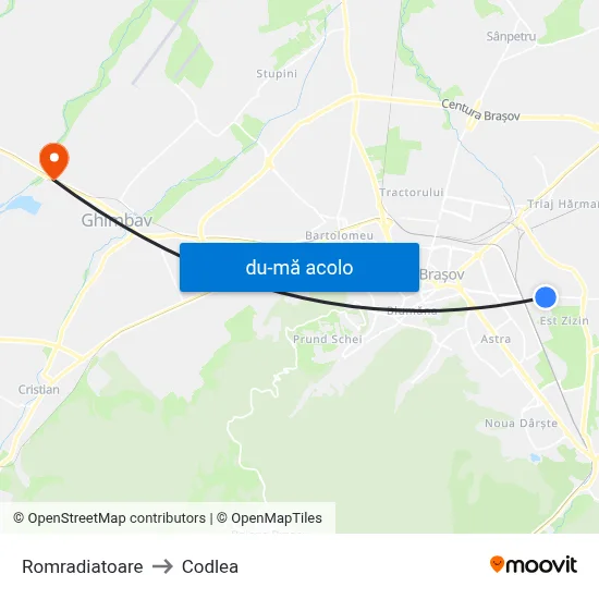 Harta de Romradiatoare către Codlea