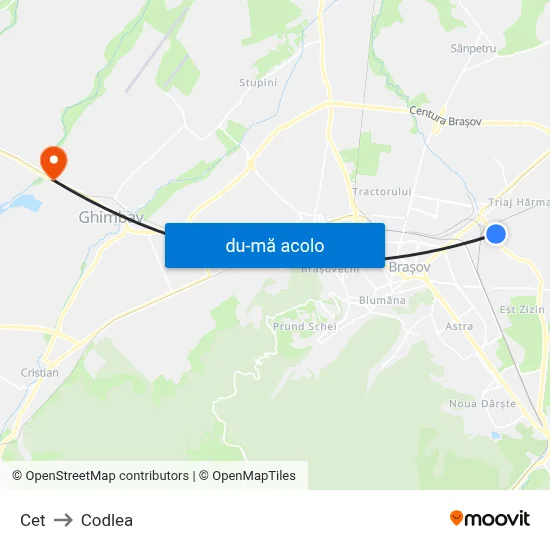 Harta de Cet către Codlea