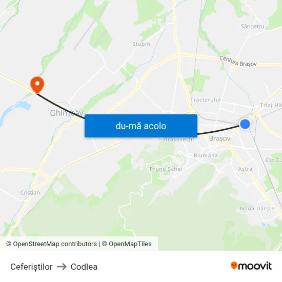 Harta de Ceferiștilor către Codlea