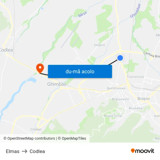 Harta de Elmas către Codlea