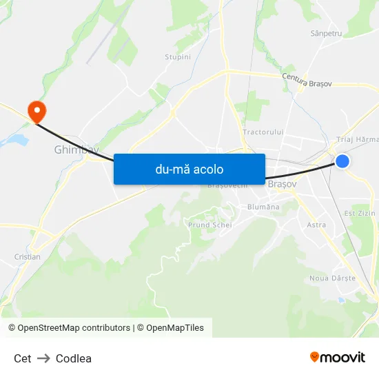 Harta de Cet către Codlea