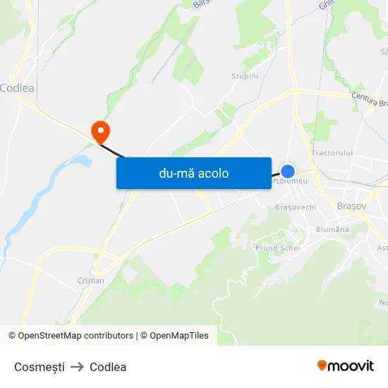 Harta de Cosmești către Codlea