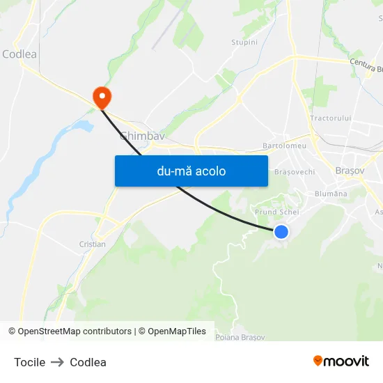 Harta de Tocile către Codlea