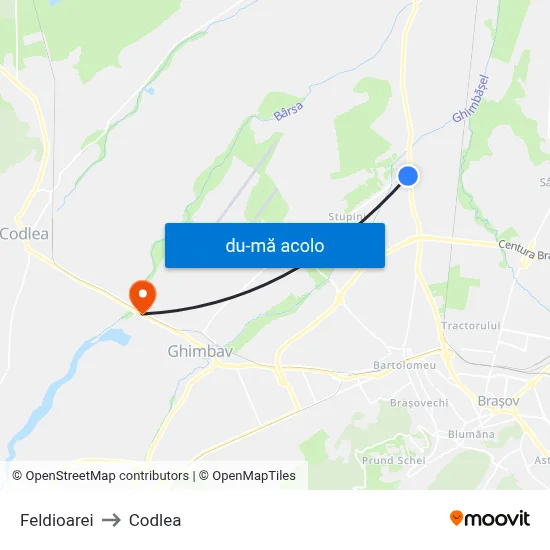 Harta de Feldioarei către Codlea