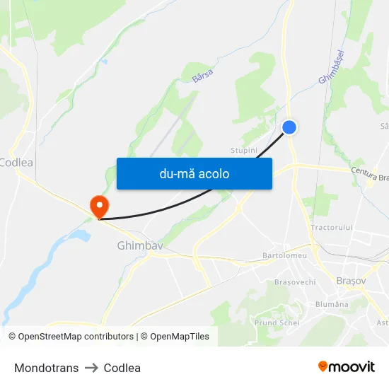 Harta de Mondotrans către Codlea