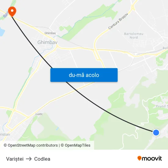 Harta de Variştei către Codlea