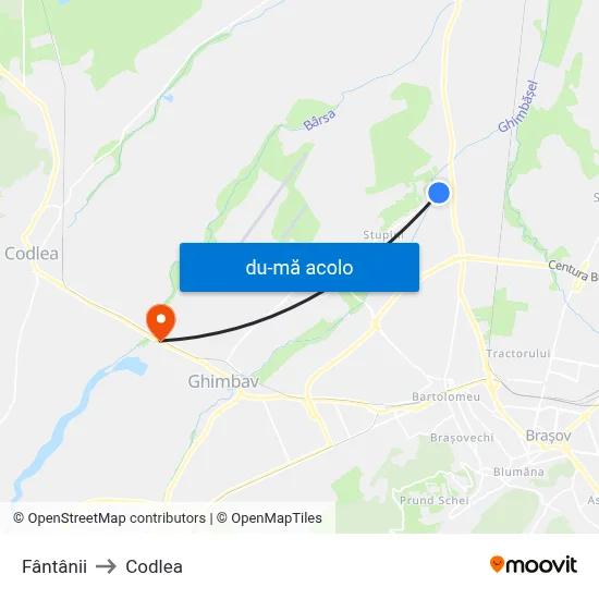 Harta de Fântânii către Codlea