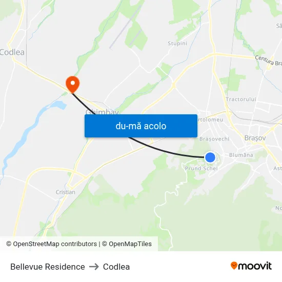 Harta de Bellevue Residence către Codlea