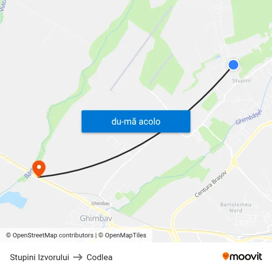 Harta de Stupini Izvorului către Codlea